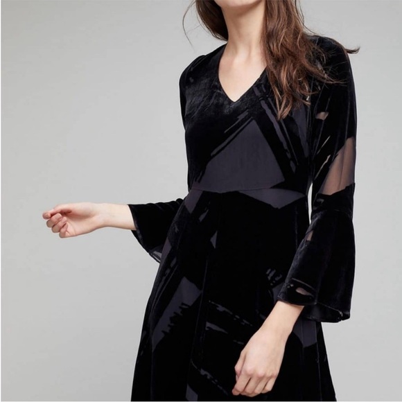 ANTHROPOLOGIE Selina Velvet Maxi Black Dress Seen Worn Kept size 4 - Picture 9 of 10